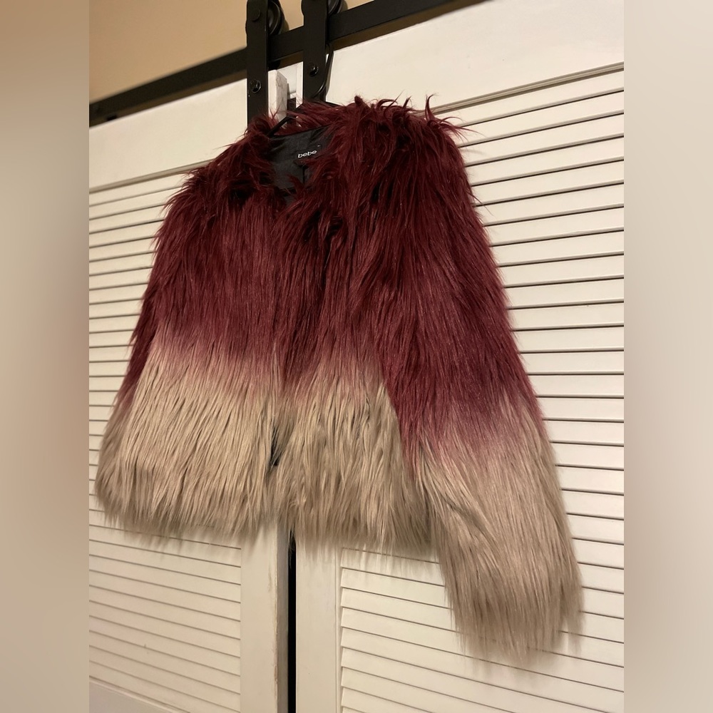 Runway Ready Purple Ombré bebe Shaggy Faux Fur Coat